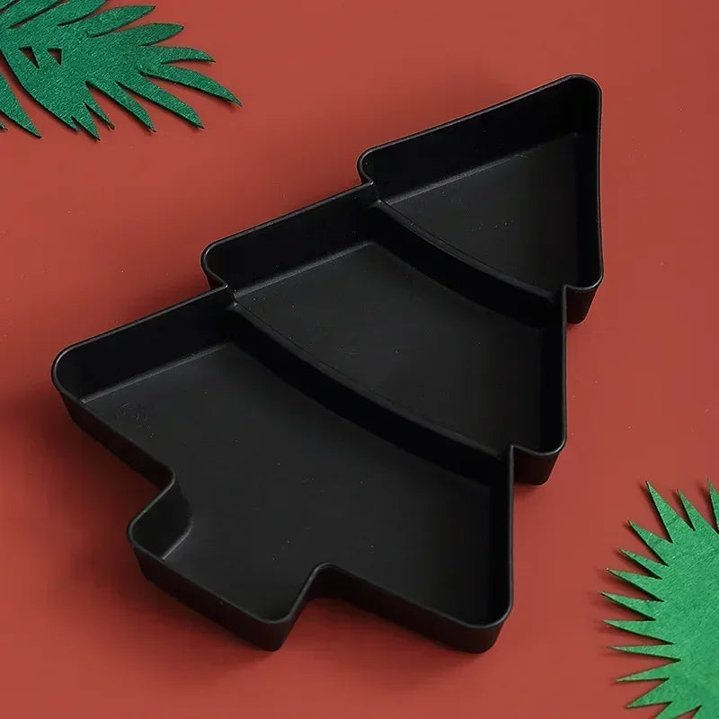 Christmas Tree 3-Tier Snack Tray – Fruit & Candy Serving Dish Tiered Serving Tray PLUSH Black 3pcs