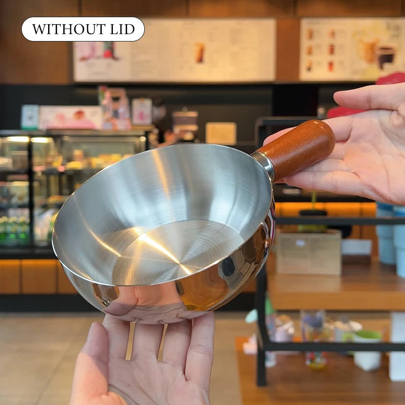 Stainless Steel Milk Pot with Wooden Handle | Compact Saucepan Compact Saucepan PLUSH A