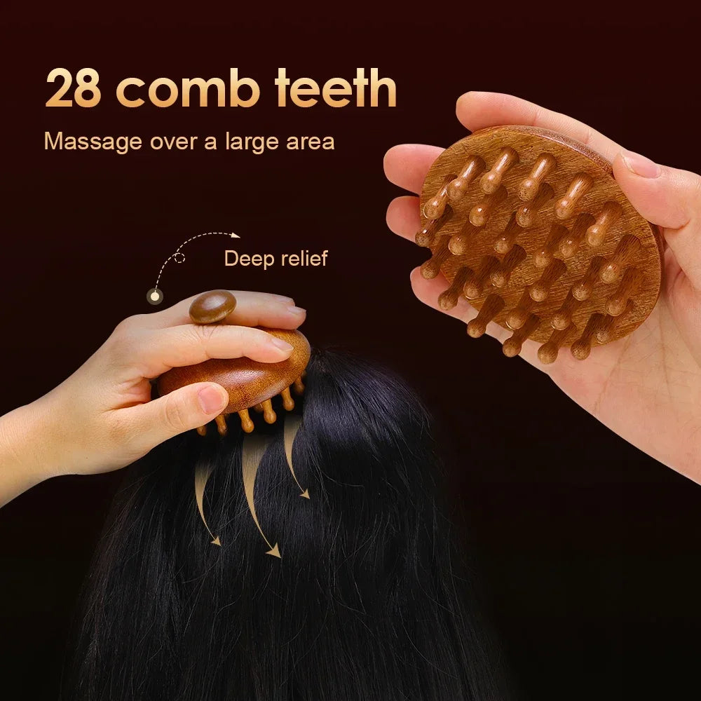Natural Sandalwood Scalp Massage Comb – Guasha Body Tool Scalp Massage Comb PLUSH