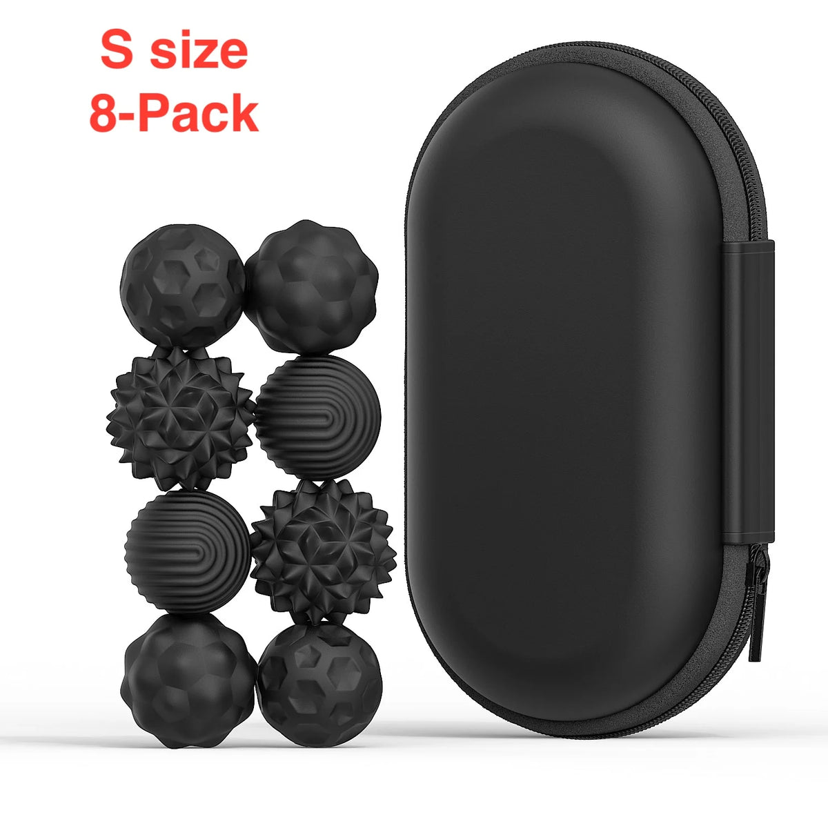 Silicone Magnetic Sensory Fidget Balls for Kids & Adults Sensory Fidget Toy PLUSH S 8-pack Black