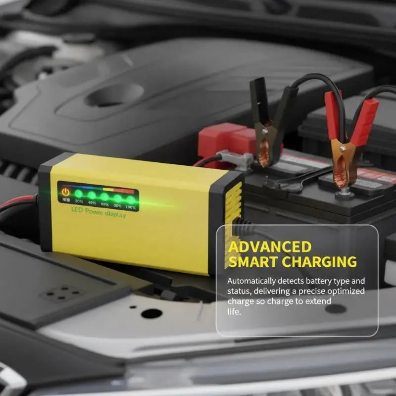 Universal 12V Smart Battery Charger – Motorcycle, Truck & RV Car Battery Charger PLUSH