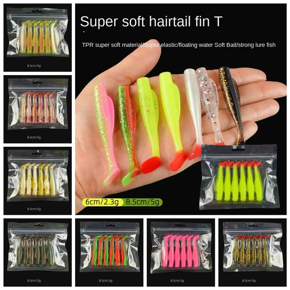 T-Tail Soft Silicone Swim Lures 6cm/8.5cm – Multicolor Bait Set Soft Fishing Lures PLUSH
