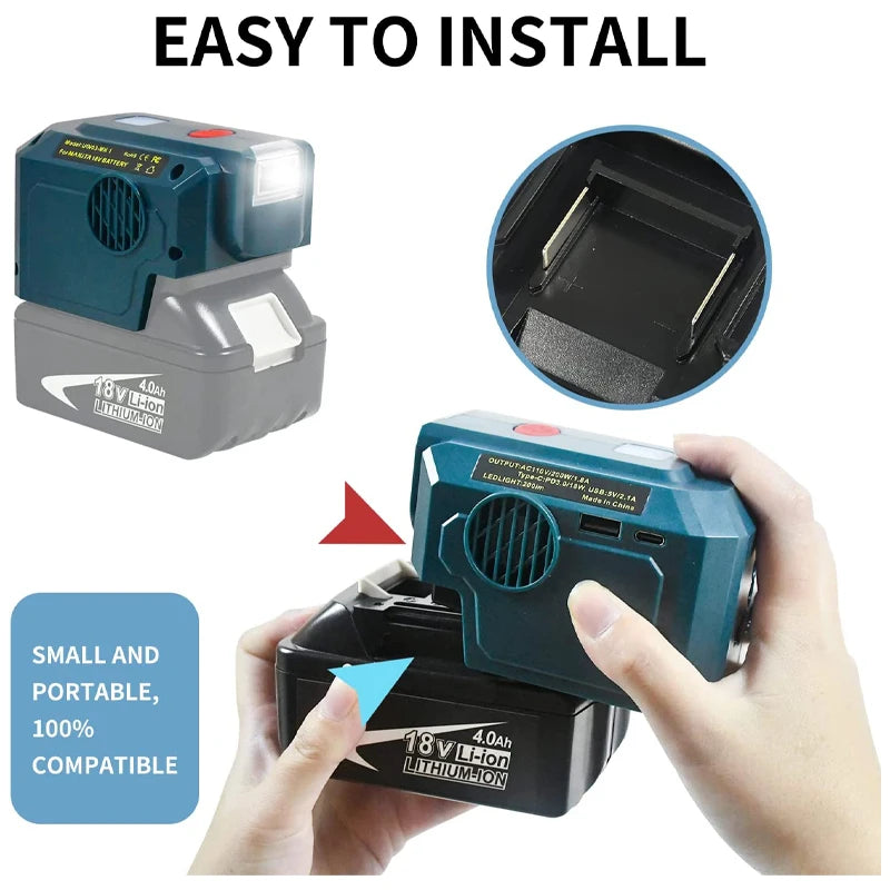ZWINCKY 200W Makita 18V Battery Inverter – 110V/220V Portable Portable Power Inverter PLUSH