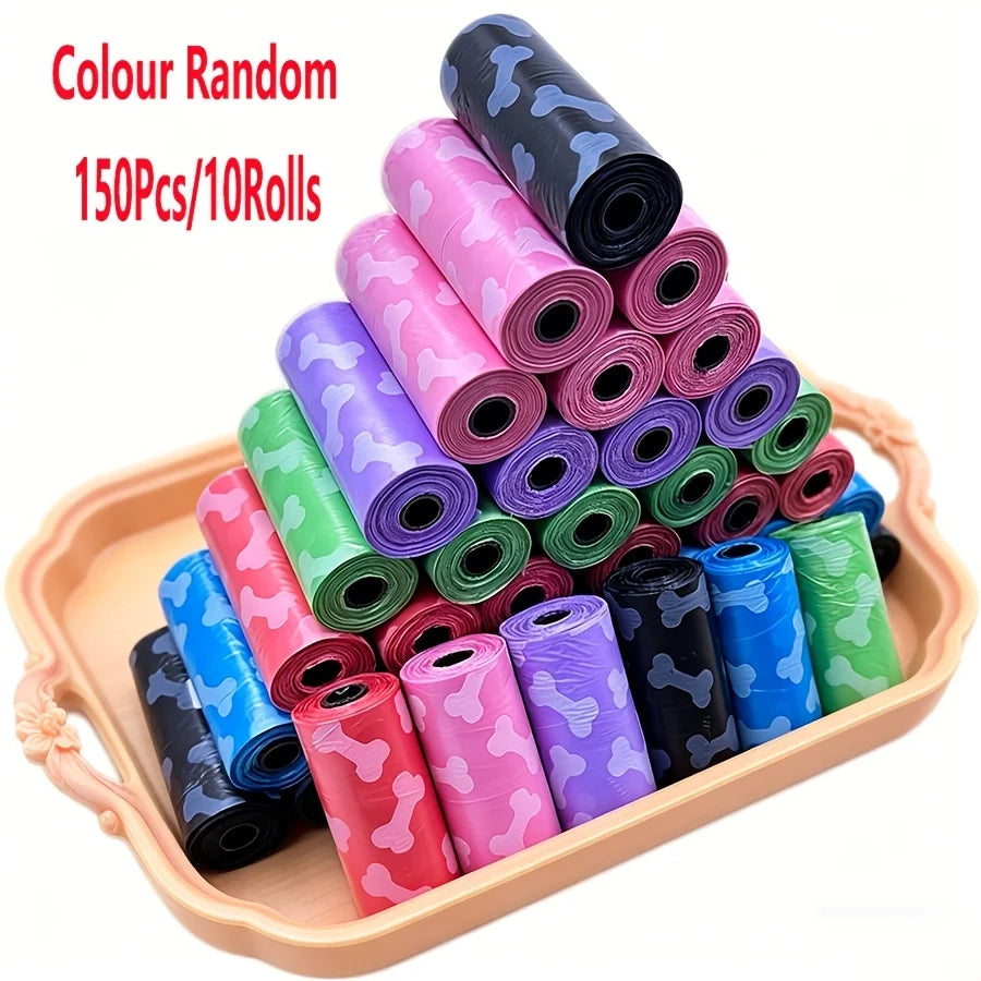 Leak-Proof Thickened Dog Waste Bags – Bone Print Design Dog Waste Bags PLUSH 150pcs or 10 roll