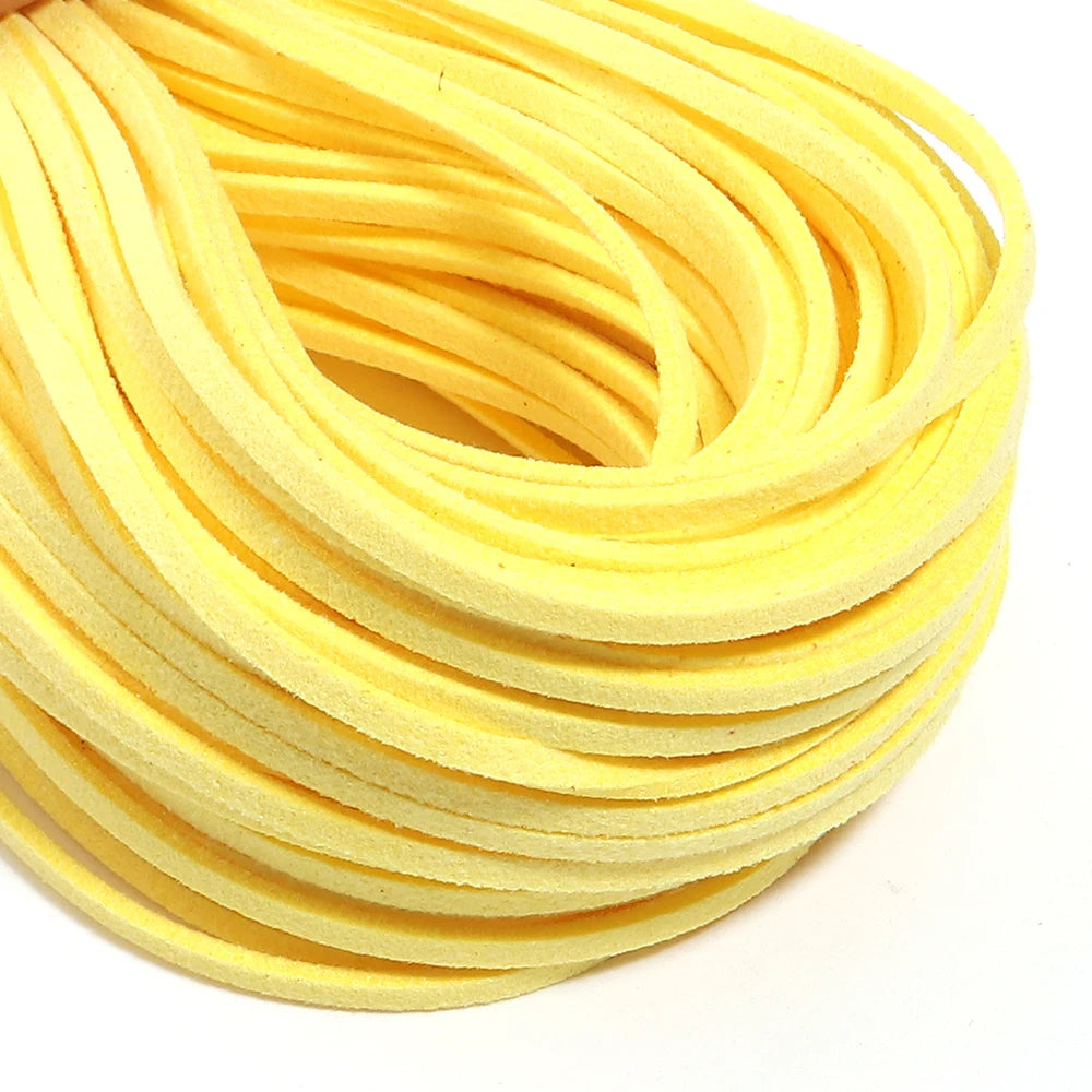 10pcs Multicolor Faux Suede Flat Cord 2.5mm – DIY Jewelry Making Jewelry Craft Cord PLUSH yellow