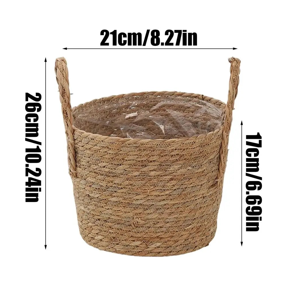Wicker Rattan Planter Basket | Natural Straw Flower Pot Wicker Planter Basket PLUSH 1PC