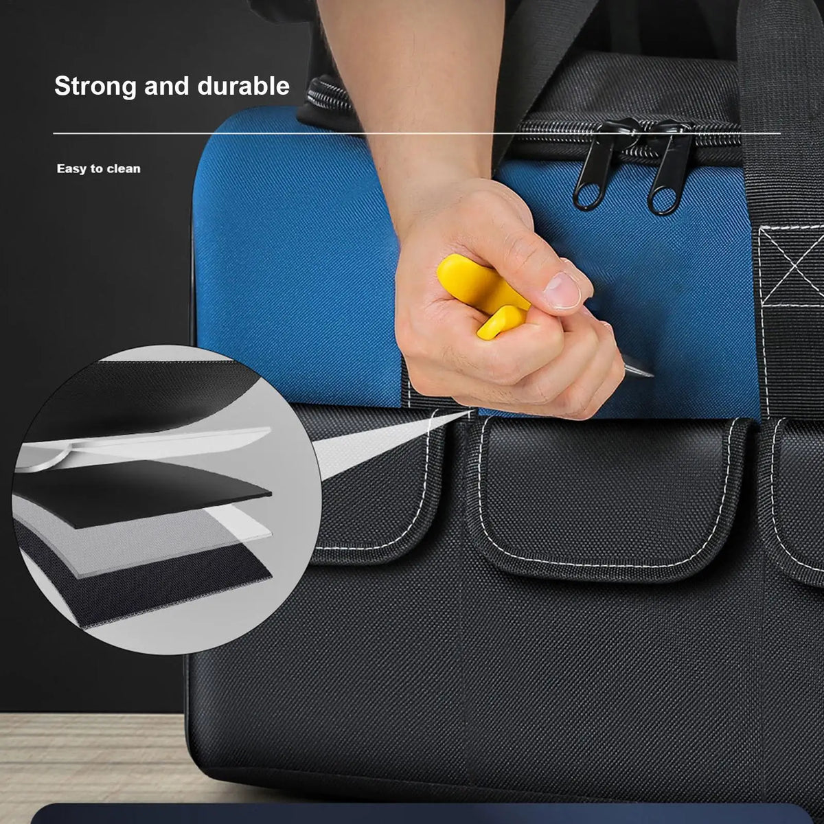 Large Waterproof Tool Bag – Multi-Pocket Electrician Pouch Tool Storage Bag PLUSH