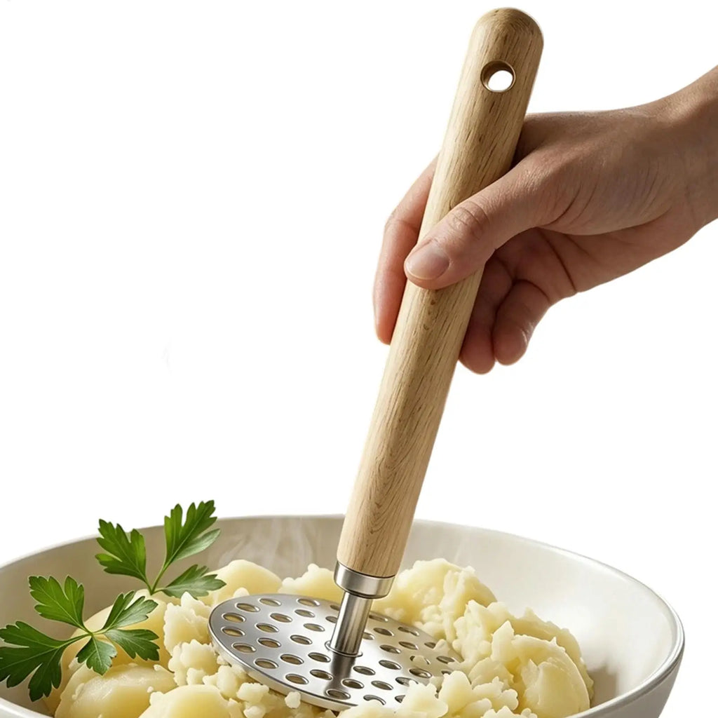 Stainless Steel Potato Masher – Manual Veggie & Fruit Crusher Kitchen Masher Tool PLUSH