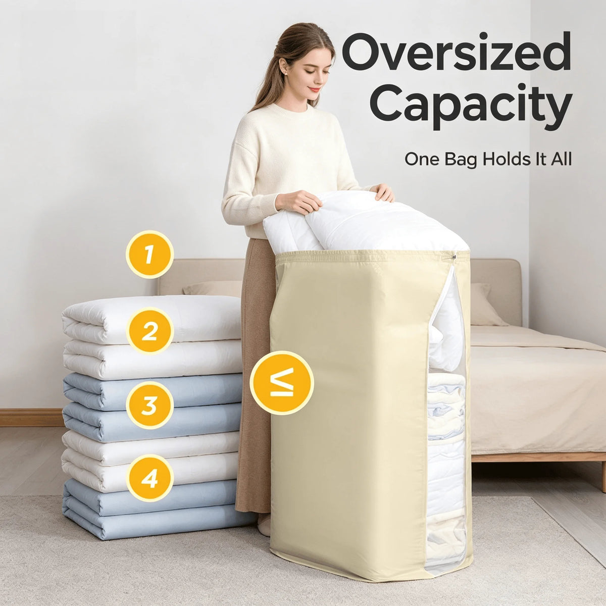 TAILI Vacuum Storage Bags – No Pump, Space Saving Organizer Vacuum Storage Bags PLUSH