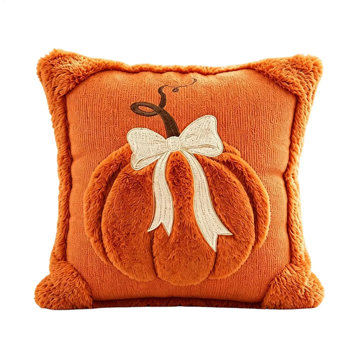 Pumpkin Bow Throw Pillow Cover 45x45cm | Fall Halloween Decor Throw Pillow Cover PLUSH