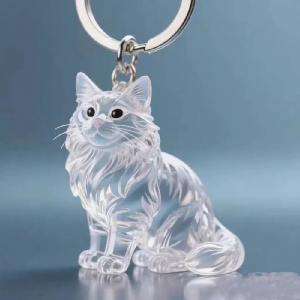 Transparent Pet Hair Storage Capsule Keychain – Cat & Dog Charm Pet Keepsake Keychain PLUSH Style 3