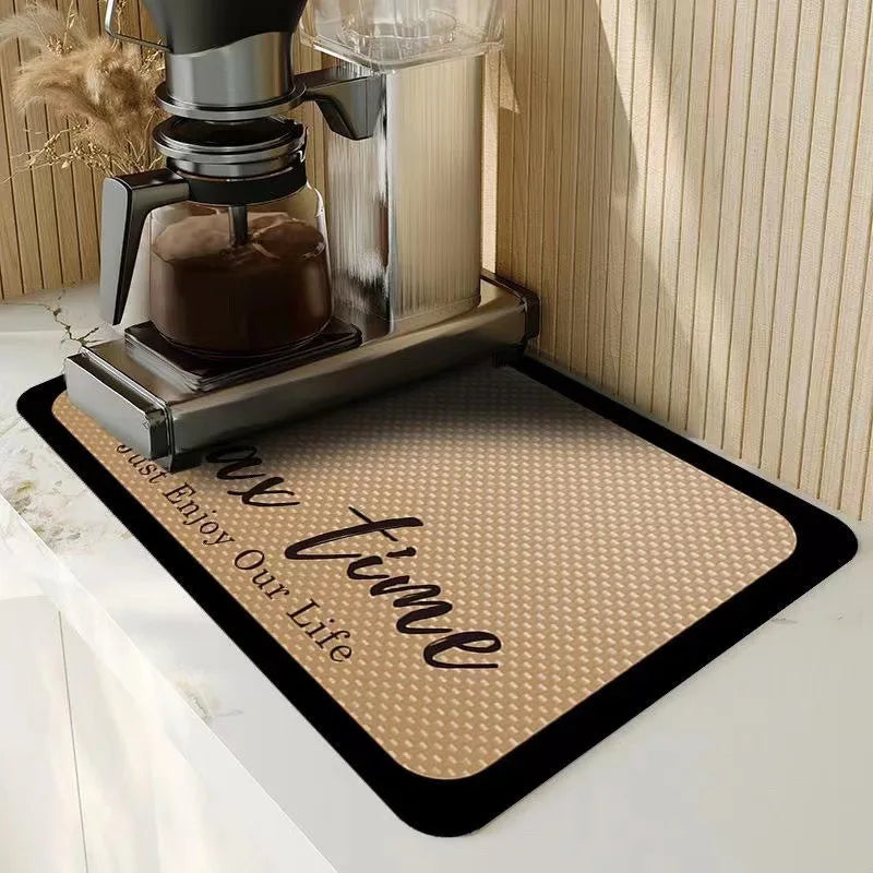 Diatom Mud Coffee Machine Mat – Water Absorbing Drip Pad Kitchen Drip Mat PLUSH