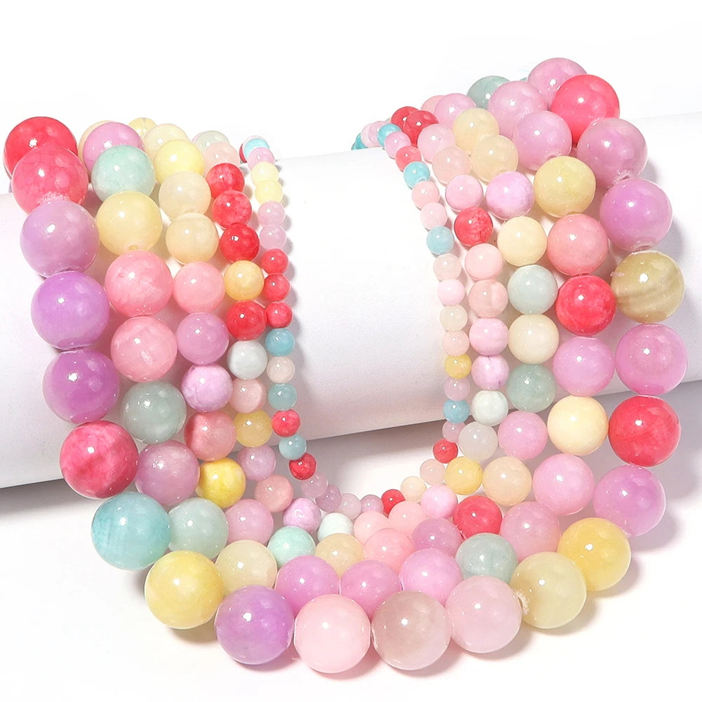 Yellow Jade Stone Round Spacer Beads – DIY Jewelry Making Stone Spacer Beads PLUSH