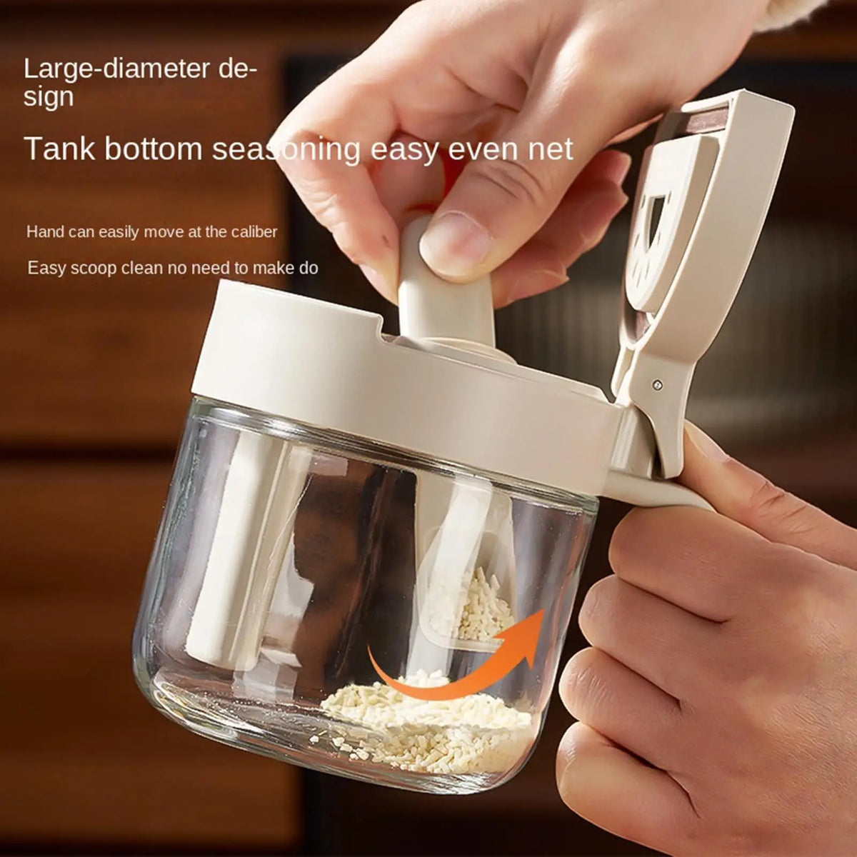 Glass Seasoning Jar with Telescopic Spoon – Moisture-Proof 380ml Kitchen Seasoning Jar PLUSH