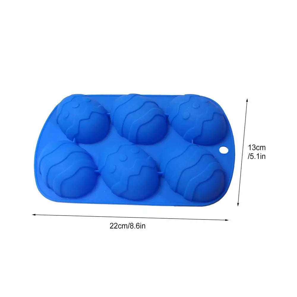 6-Cavity Easter Egg Silicone Mold – Chocolate & Candy Baking Silicone Baking Mold PLUSH Blue