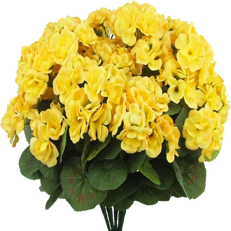 Violet Artificial Silk Flowers – Begonia Geranium Home Decor Artificial Silk Flowers PLUSH Yellow 1PC