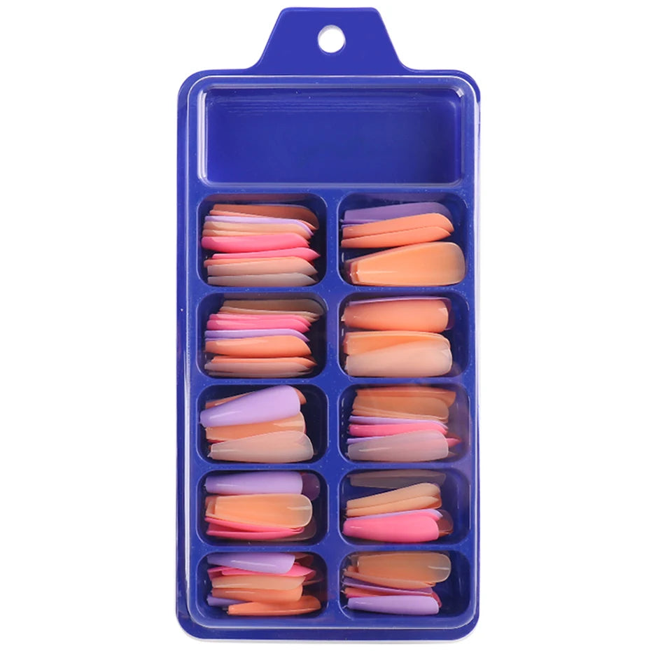 100pcs Coffin Press On Nails – Acrylic Nail Extension Kit Press On Nail Tips PLUSH 1895-48