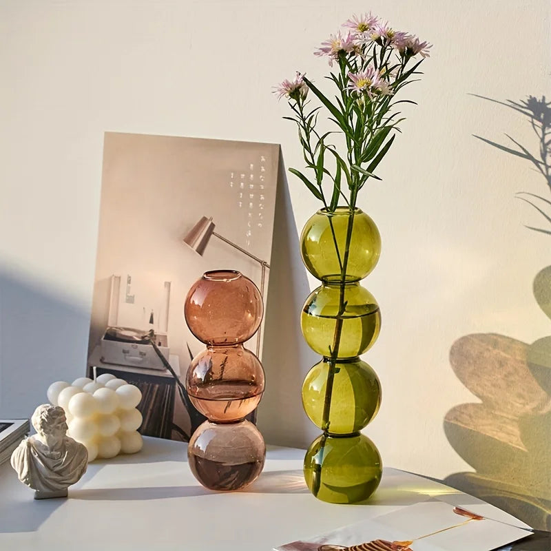 Nordic Glass Bubble Vase – Clear Bud Vase & Hydroponic Planter Glass Bud Vase PLUSH