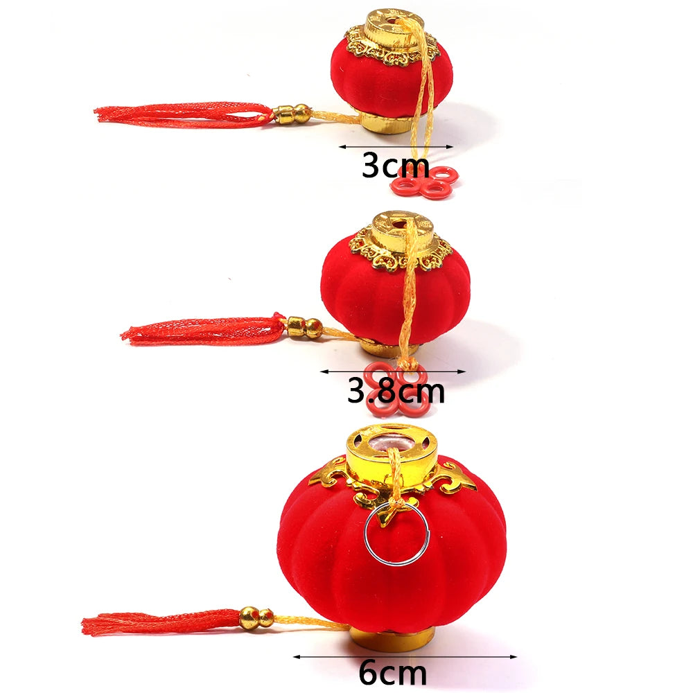 Mini Red Flocking Lanterns Chinese New Year DIY Decor 16-30pcs DIY Craft Decoration PLUSH