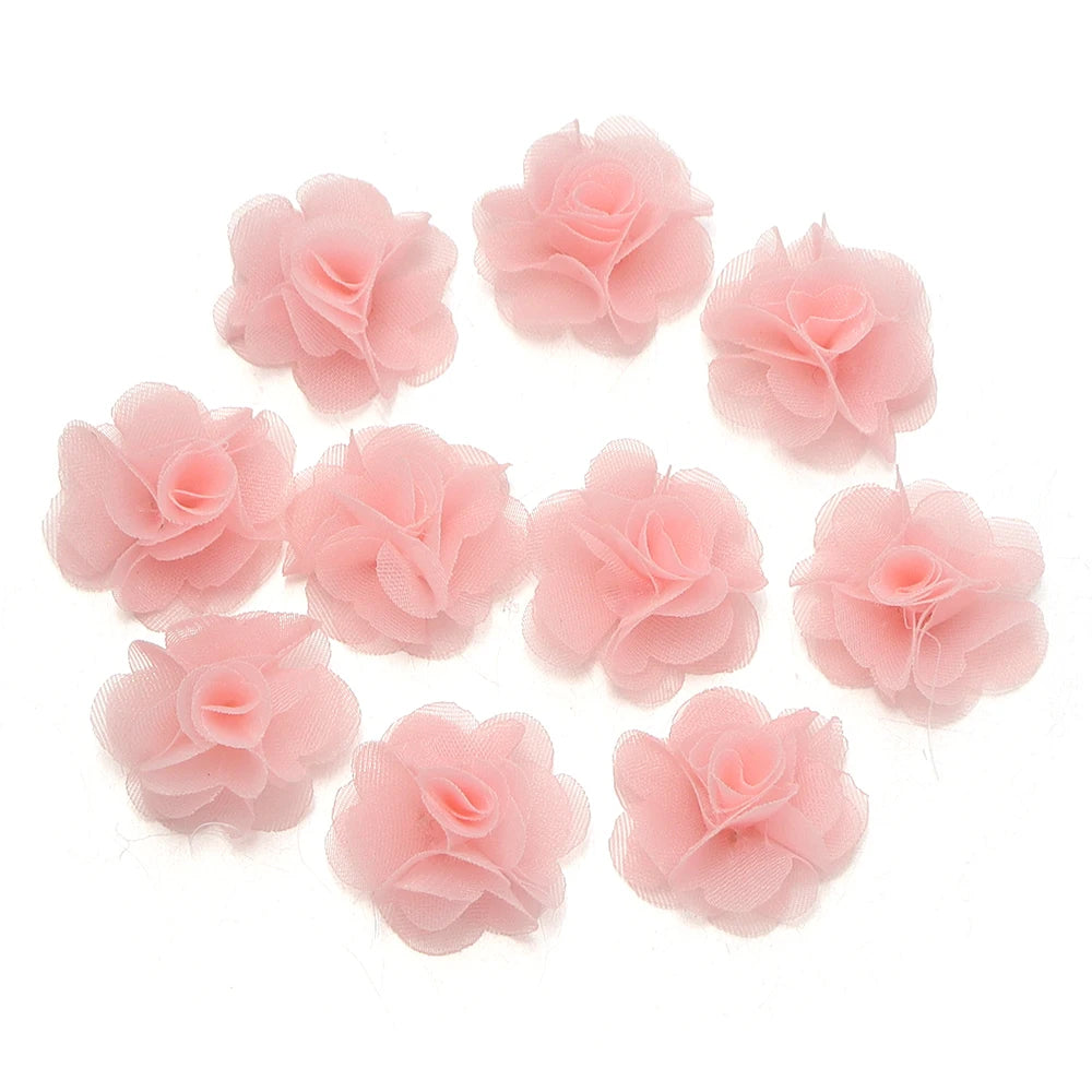 10pcs 2cm Chiffon Organza Flower Appliques – DIY Hair & Decor Fabric Flower Appliques PLUSH Watermelon Red