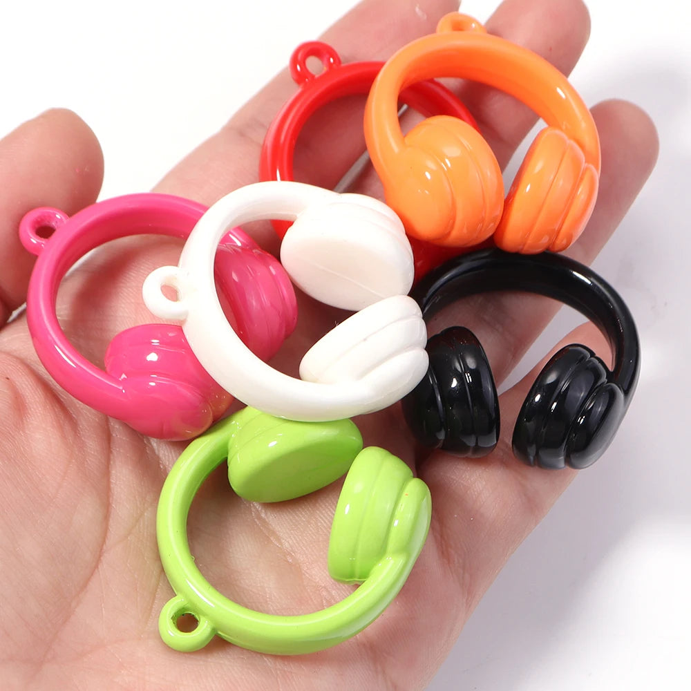 5pcs Earphones Acrylic Bead Charms – DIY Jewelry & Keychain Acrylic Jewelry Charms PLUSH