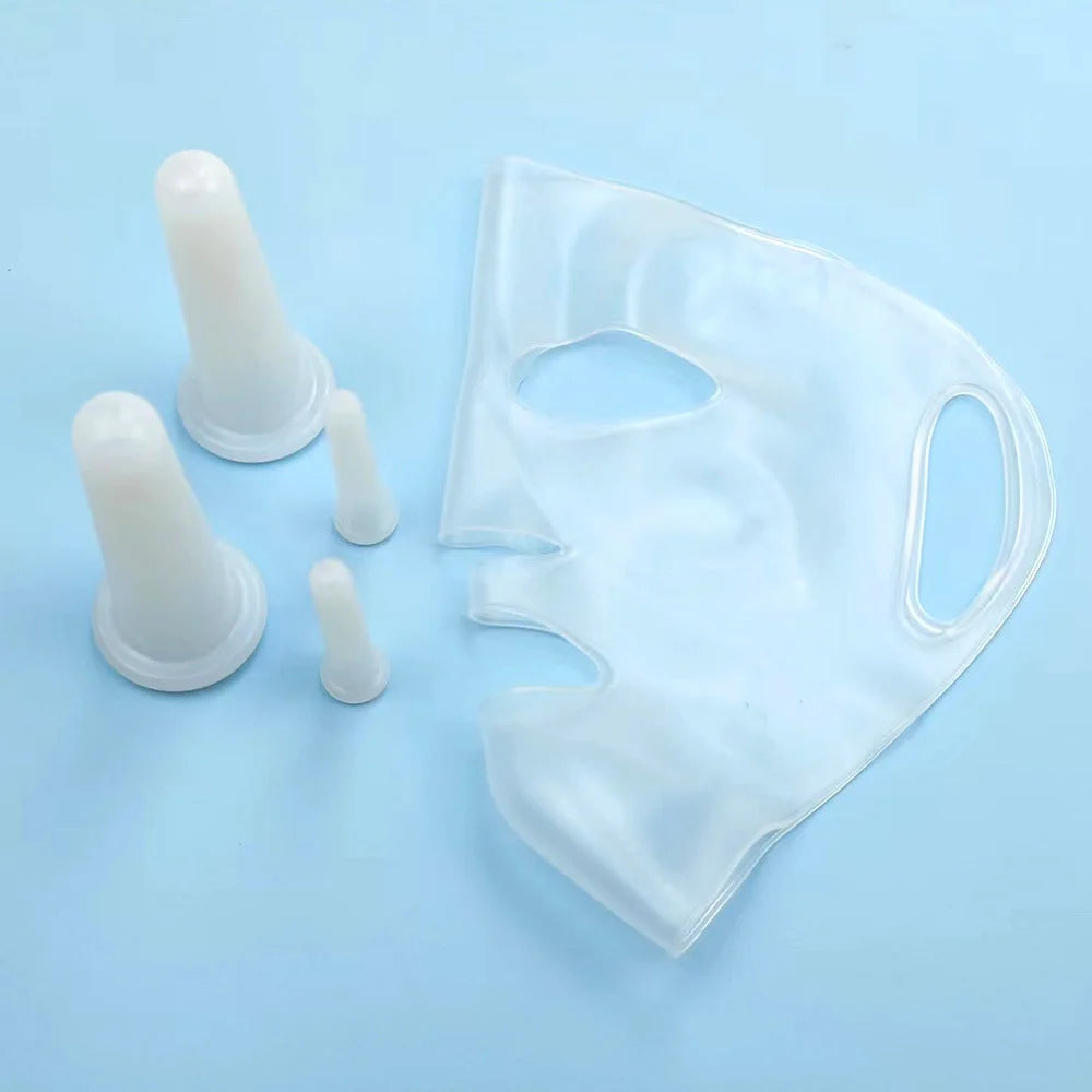 Silicone Facial Cupping Massage Set – Face, Neck & Body Facial Massage Set PLUSH WHITE SET