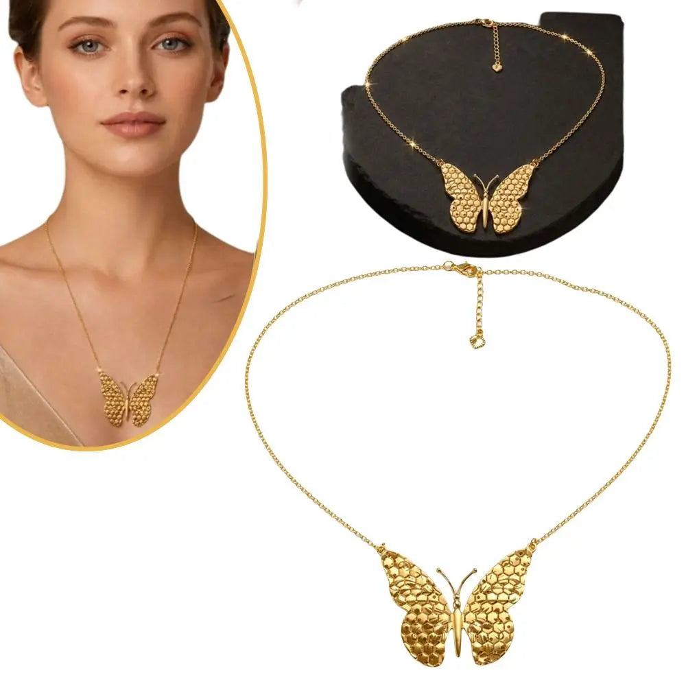 Butterfly Pendant Necklace – Stainless Steel Choker, 3 Sizes Pendant Necklace PLUSH