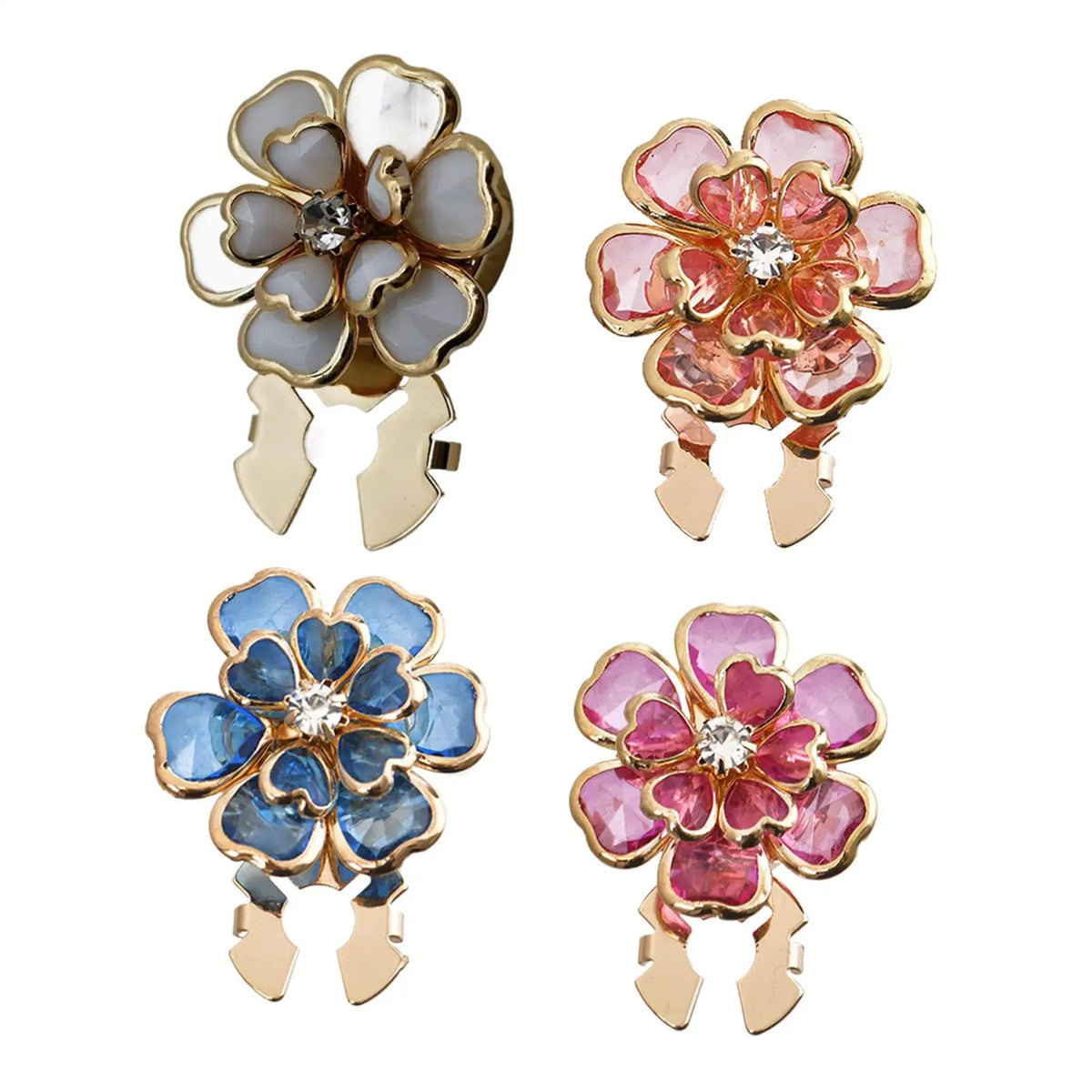 Camellia Flower Button Covers – Rhinestone Cufflinks Women Button Cover Cufflinks PLUSH