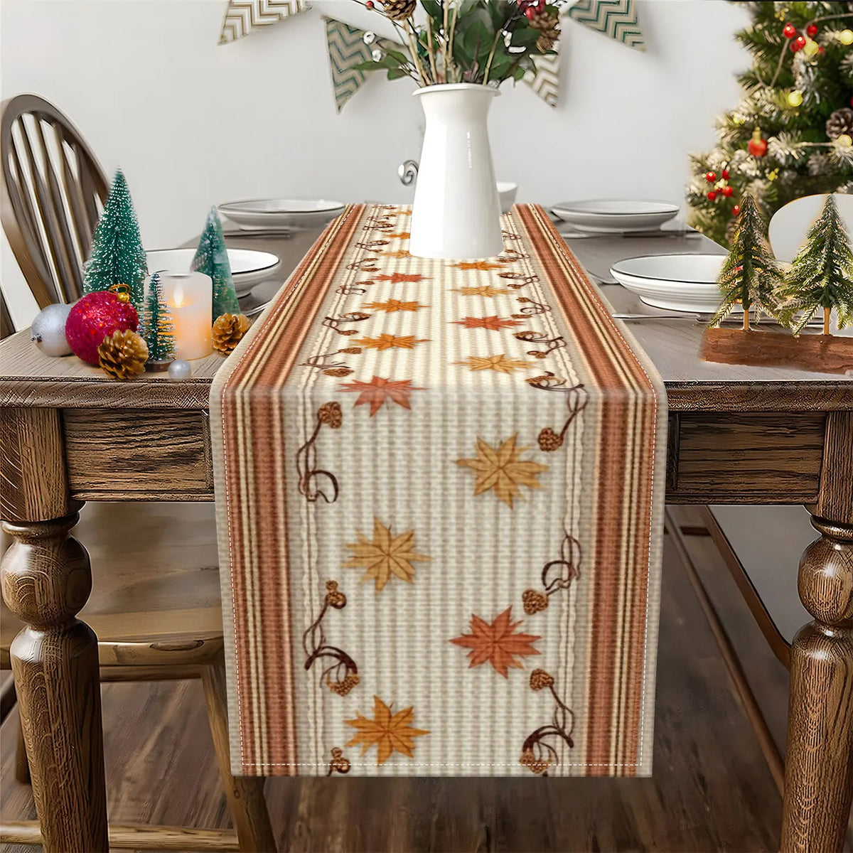 Autumn Maple Leaf Table Runner | Fall Harvest Table Décor Table Runner PLUSH
