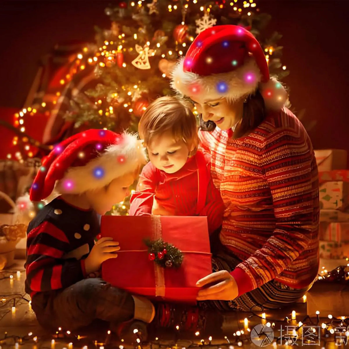 LED Light-Up Santa Hat – Plush Christmas Cap Adults & Kids LED Christmas Hat PLUSH