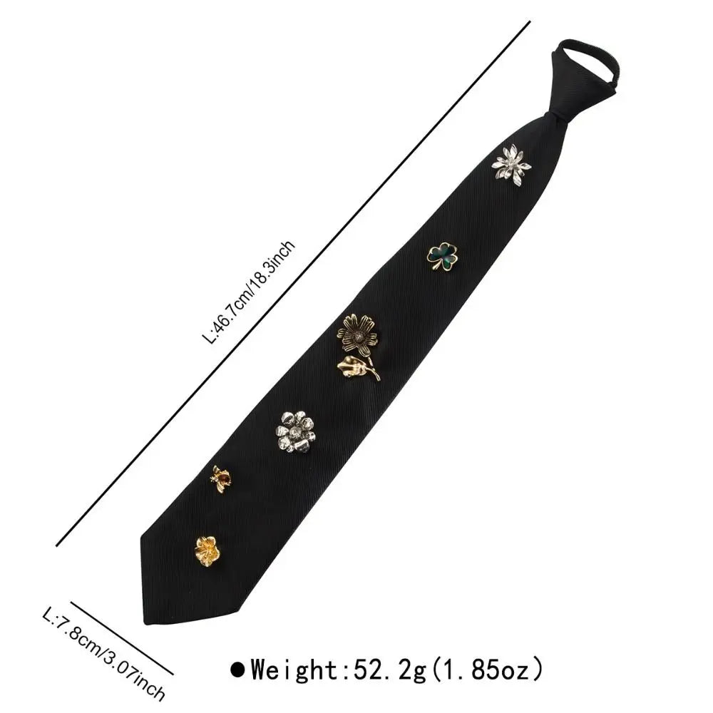 Korean Flower Bee Rhinestone Necktie – Alloy Shirt Tie Decor Rhinestone Necktie PLUSH