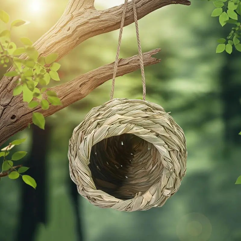 Woven Hanging Bird Nest | Natural Grass Birdhouse for Garden Hanging Bird Nest PLUSH