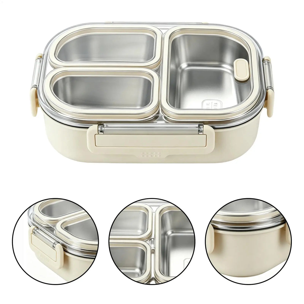 3-Grid Stainless Steel Bento Lunch Box – Leakproof Large Bento Lunch Box PLUSH