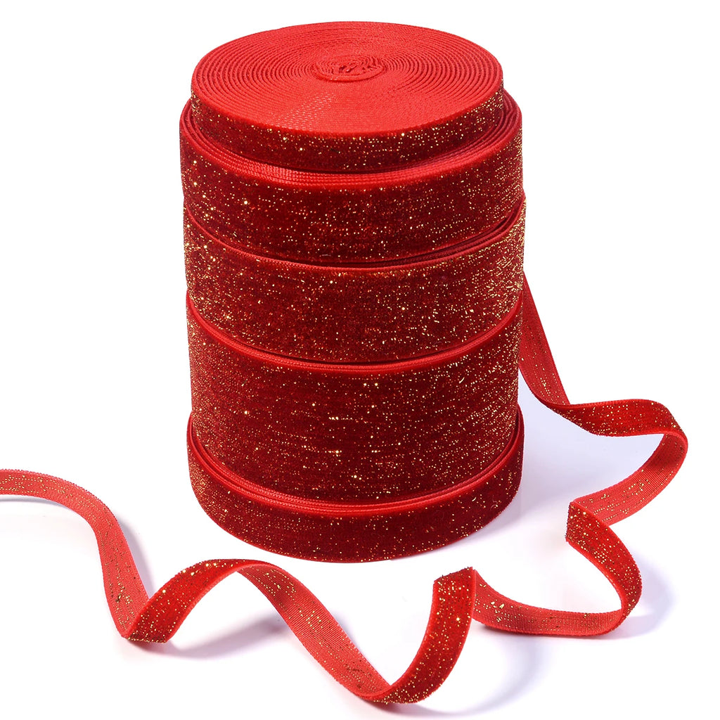 5-Yard Glitter Gold Velvet Ribbon – Gift Wrapping & DIY Decor Craft Ribbon PLUSH