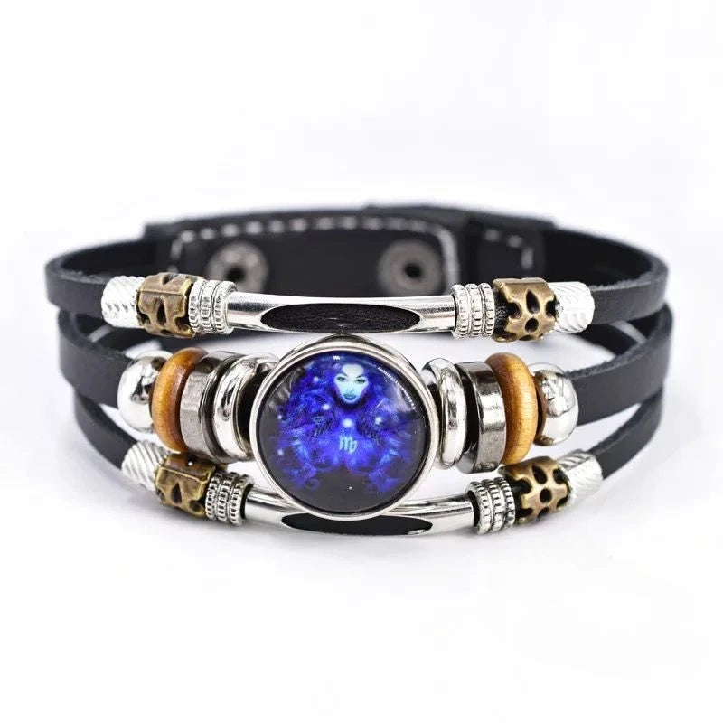 Zodiac Constellation Luminous Leather Bracelet | Unisex Gift Charm Bracelet PLUSH Virgo
