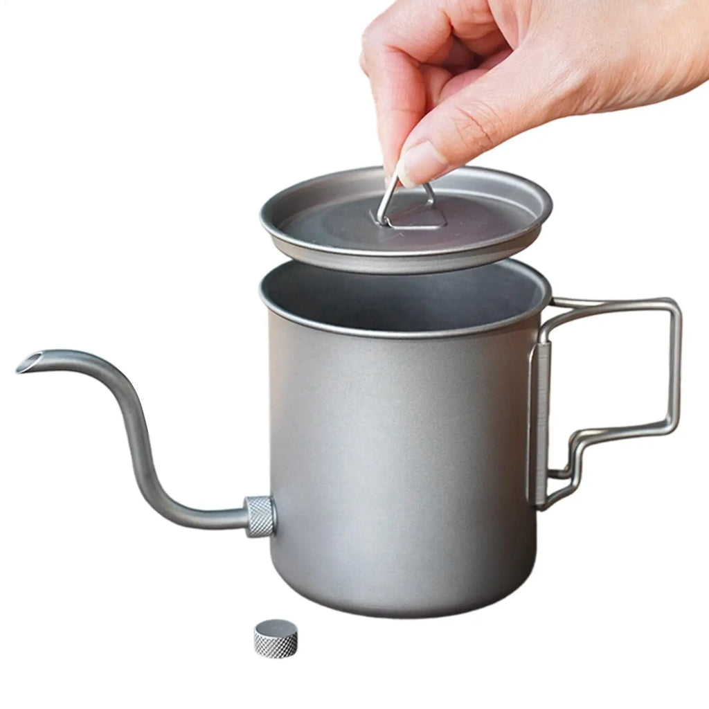 420ml Titanium Gooseneck Camping Kettle | Folding Handle Camping Kettle PLUSH