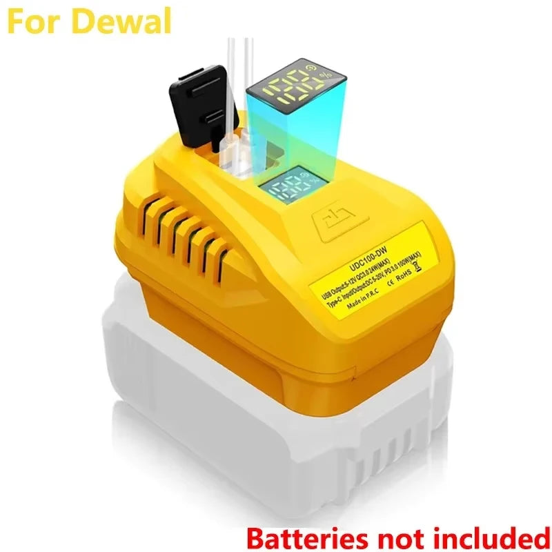 ZWINCKY 18V Battery USB Adapter – 100W Fast Charging Type-C Battery Charger Adapter PLUSH For Dewlt China Mainland