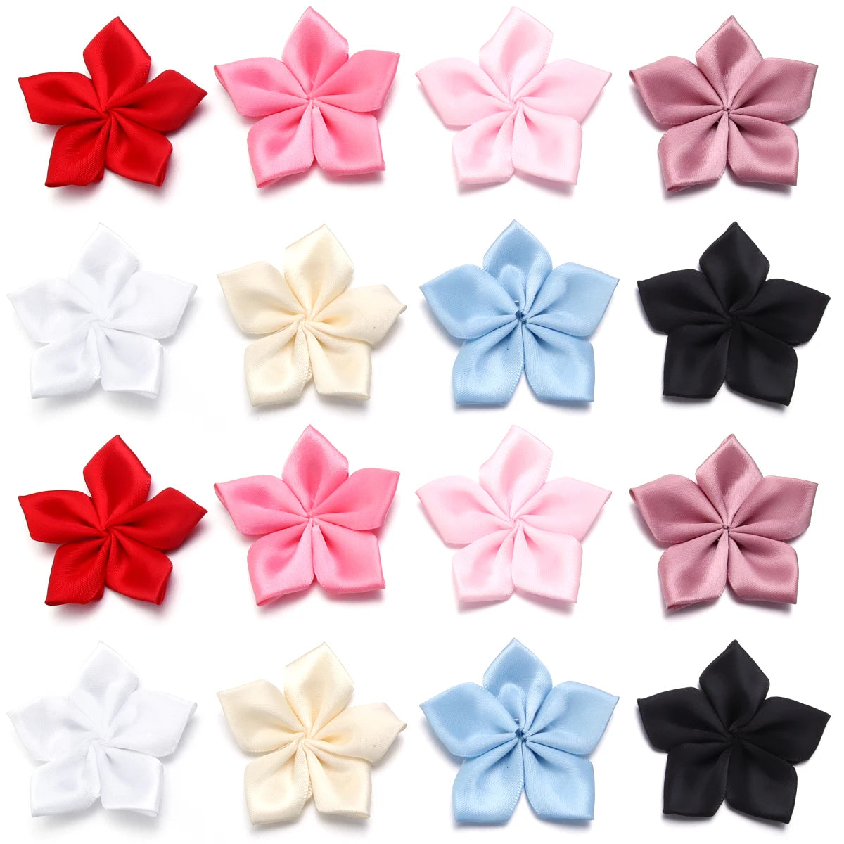 20pcs 6cm Satin Ribbon Flowers for DIY Hair Clips & Crafts Ribbon Flower Appliqués PLUSH