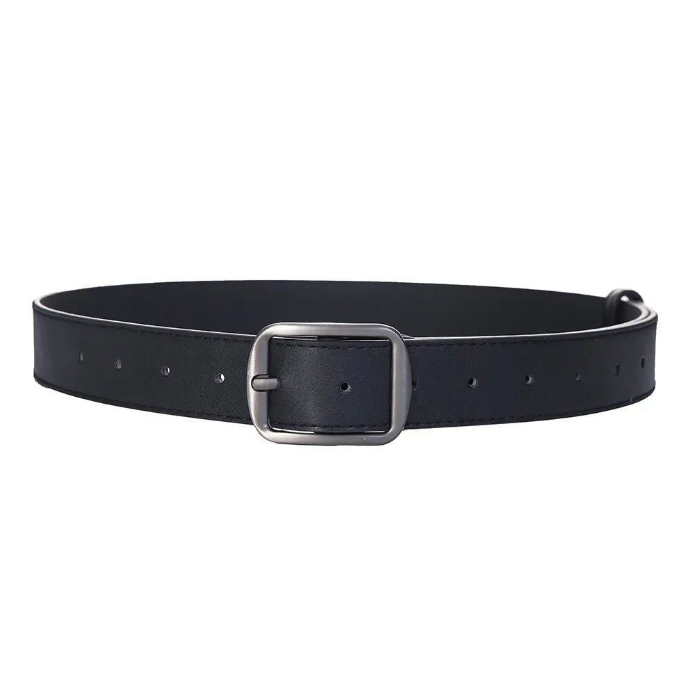 Unisex PU Leather Retro Square Buckle Belt – BF Style PU Leather Belt PLUSH Black