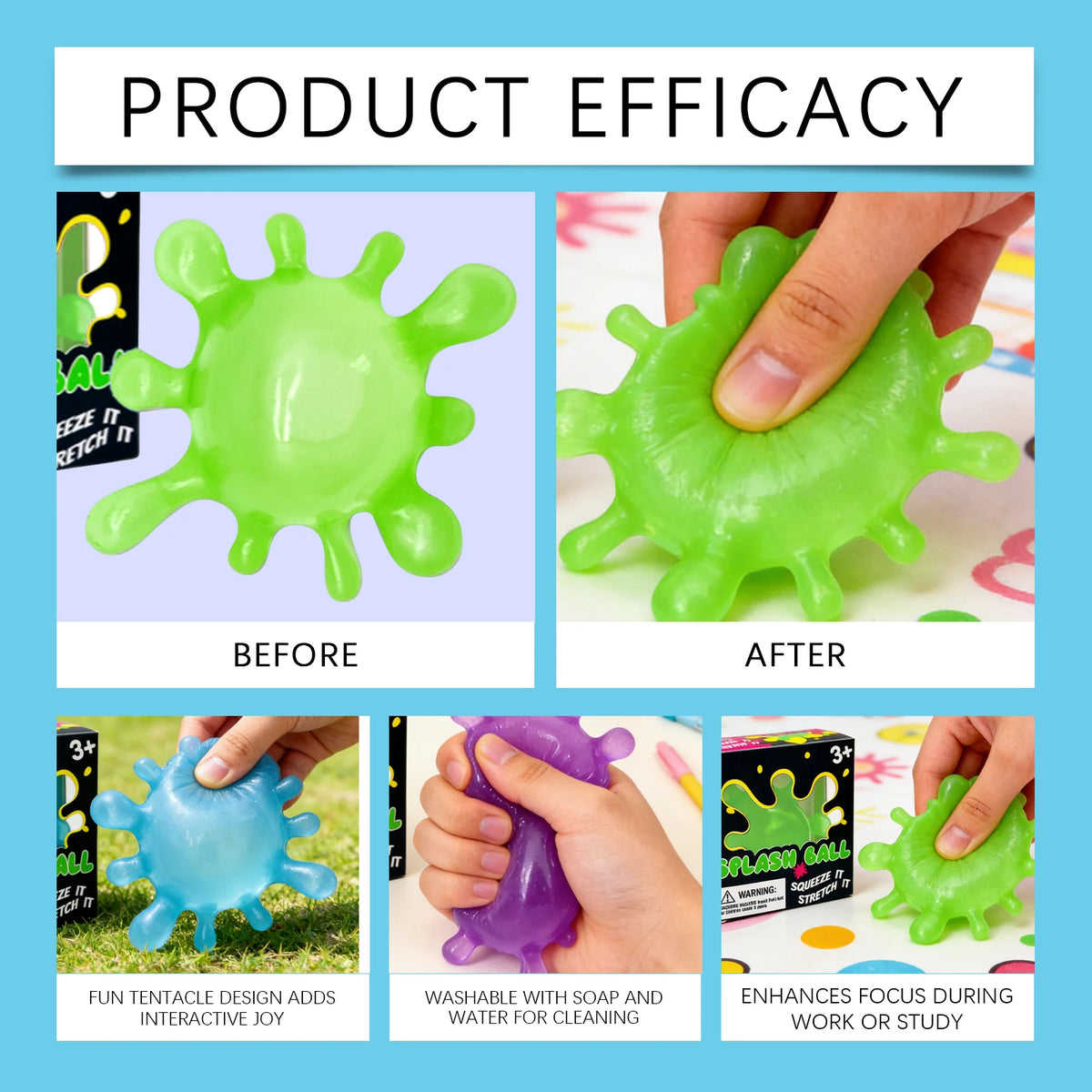 Splash Squeeze Ball – Slow Rising Squishy Fidget Toy Squishy Fidget Toy PLUSH