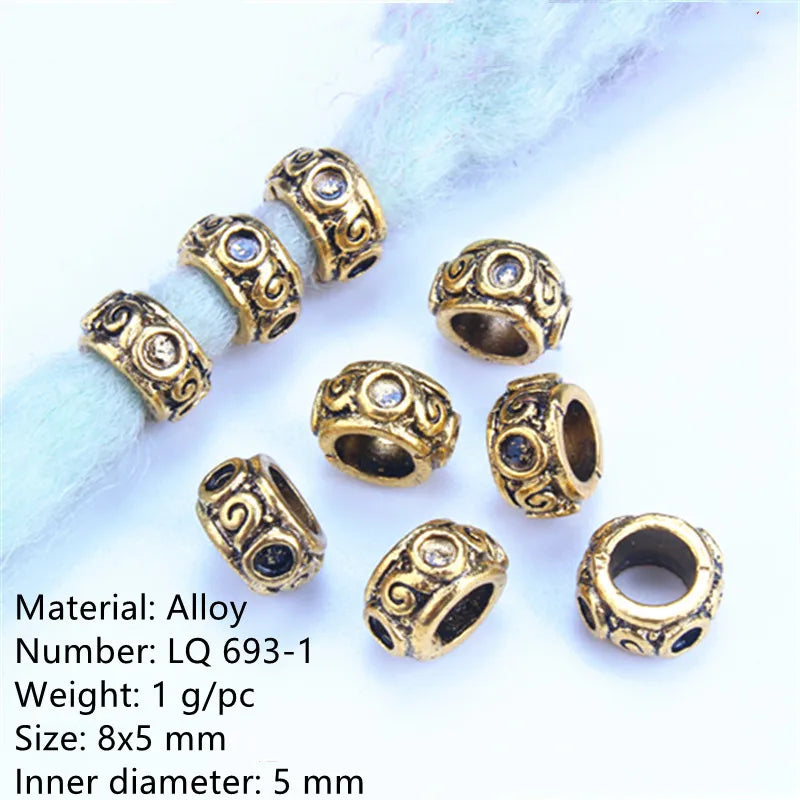 5pcs Viking Dreadlock Beads – Large Hole Braid Hair Accessories