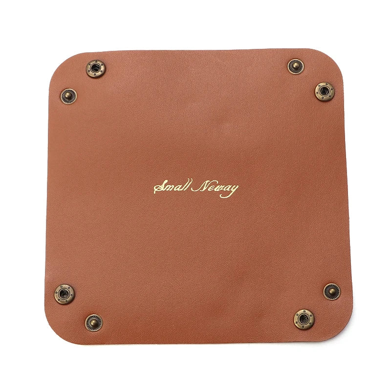 PU Leather Foldable Desktop Tray Organizer for Jewelry & Keys Foldable Desk Organizer PLUSH Orange