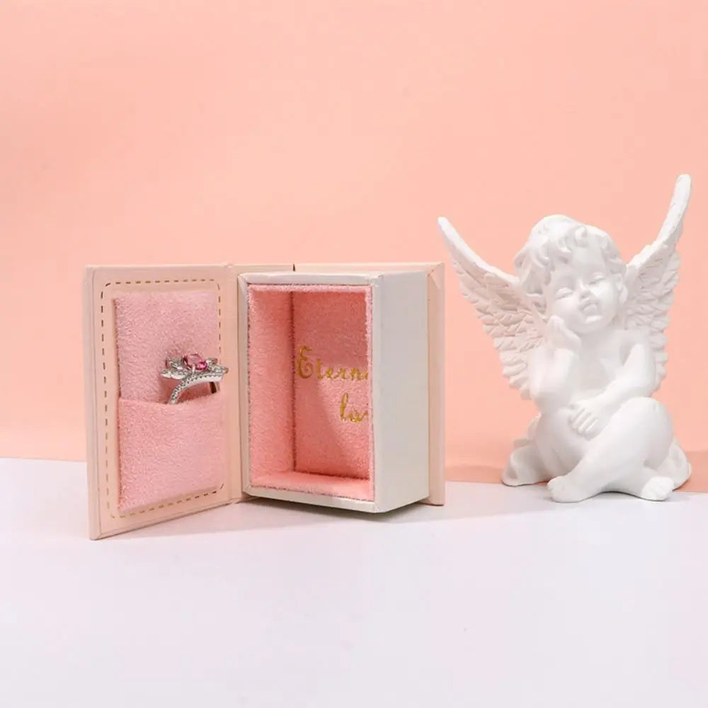 Book Shape Flip Lid Ring Box – Jewelry & Earring Display Case Jewelry Display Box PLUSH