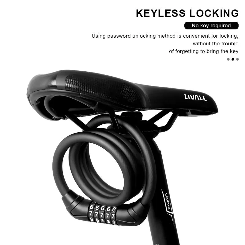 Password Cable Lock for Bike, E-Bike, Scooter & Motorcycle Bicycle Cable Lock PLUSH