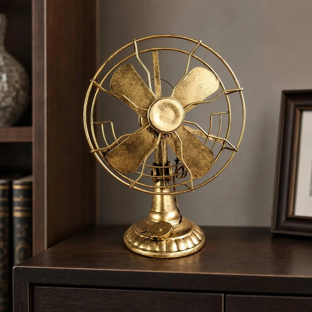 Retro Tinplate Electric Fan Figurine – Hand-Painted Décor Decorative Figurine PLUSH