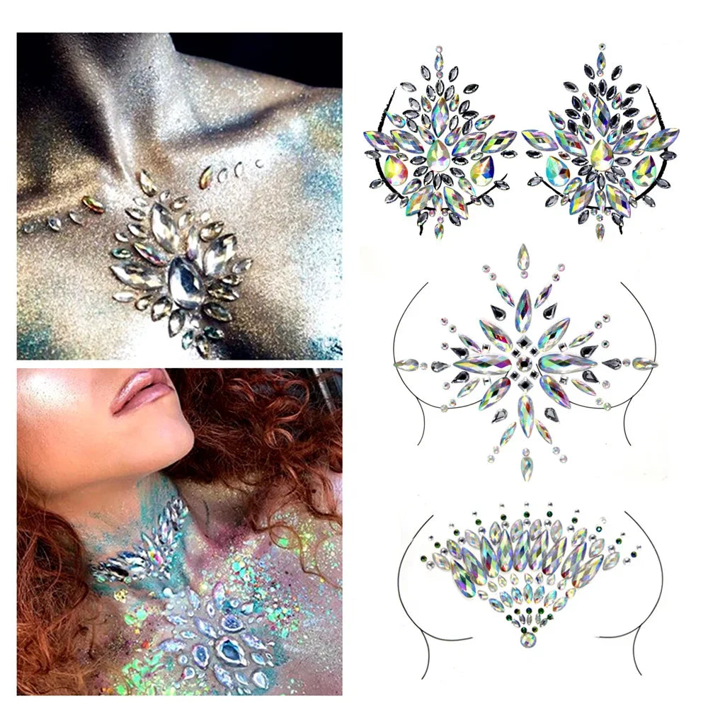 Crystal Rhinestone Body & Face Jewel Stickers – Temporary Tattoo Body Jewel Stickers PLUSH