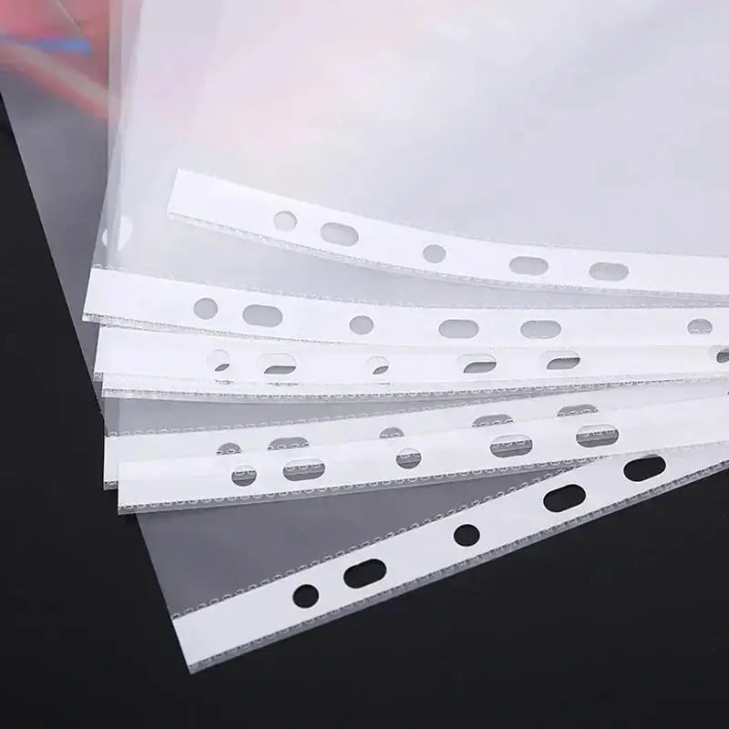 100pcs Clear A4 File Folders – 11-Hole 3-Ring Binder PP Sleeves Document File Sleeves PLUSH