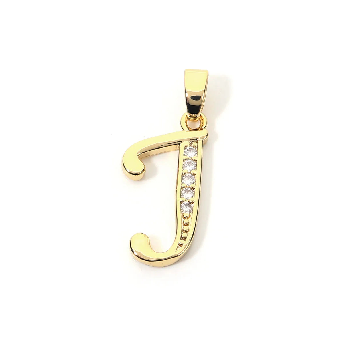 Metal A-Z Zircon Initial Letter Charm Pendant – DIY Jewelry Initial Letter Charm PLUSH J 9X18mm