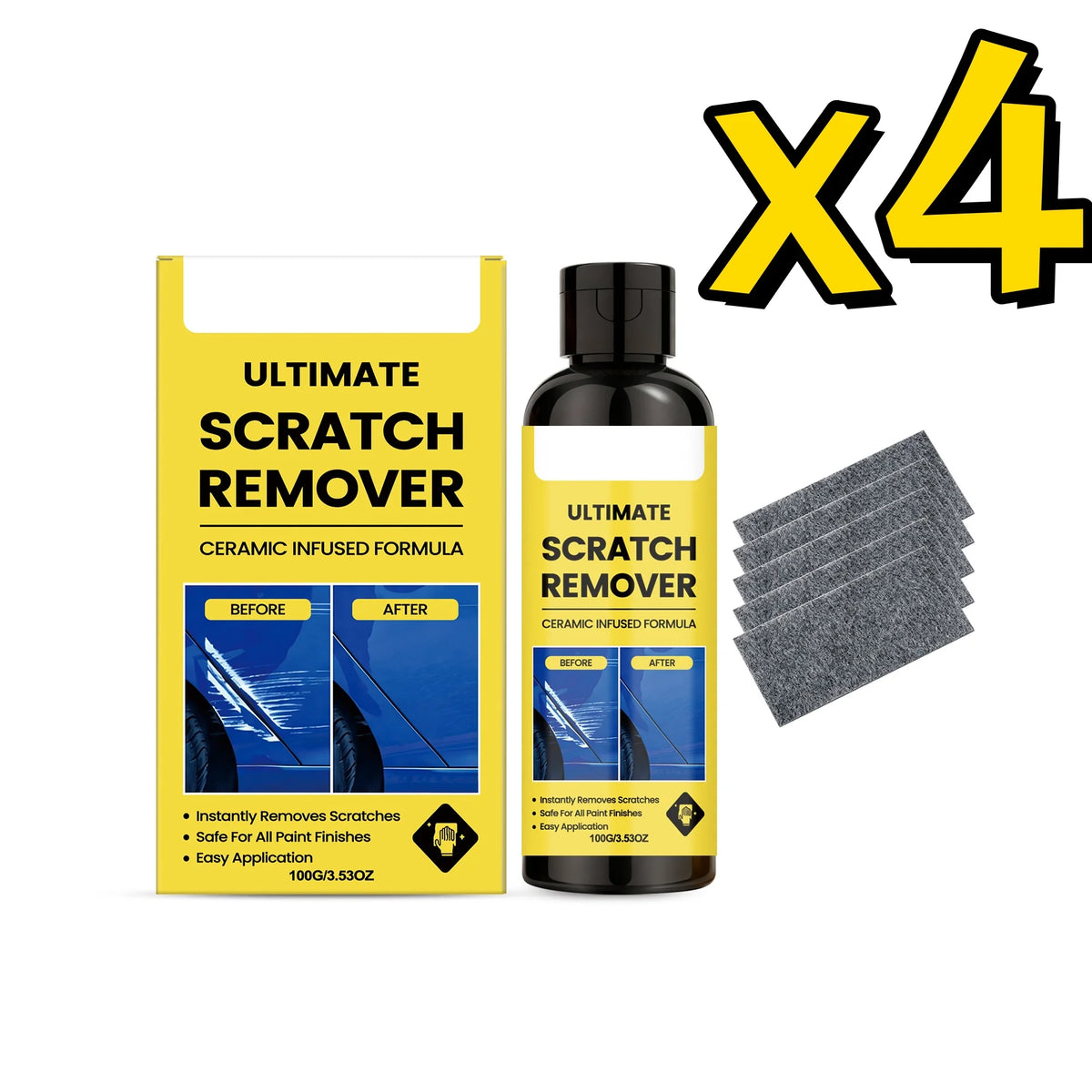 Nano Car Scratch Remover Kit – Polish & Restore All Paint Car Scratch Repair Kit PLUSH 4SET