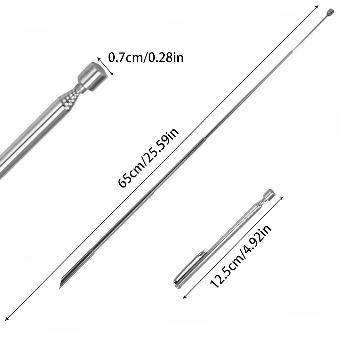 Telescoping Magnetic Pickup Tool 1.5LB Extendable Magnet Pen Magnetic Pickup Tool PLUSH Silvery